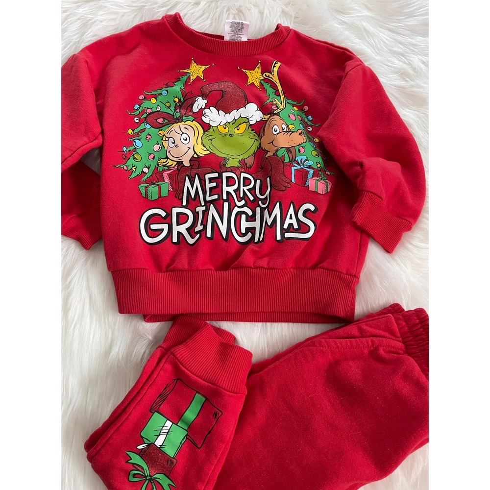 Red Dr. Seuss The Grinch kids Toddler Sweatshirt & Jogger Set Cindy Lou Max 4T